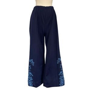 60s 70s Insanely Epic High Waist Wide Leg Flare Floral Embroidered Hippie Pants
